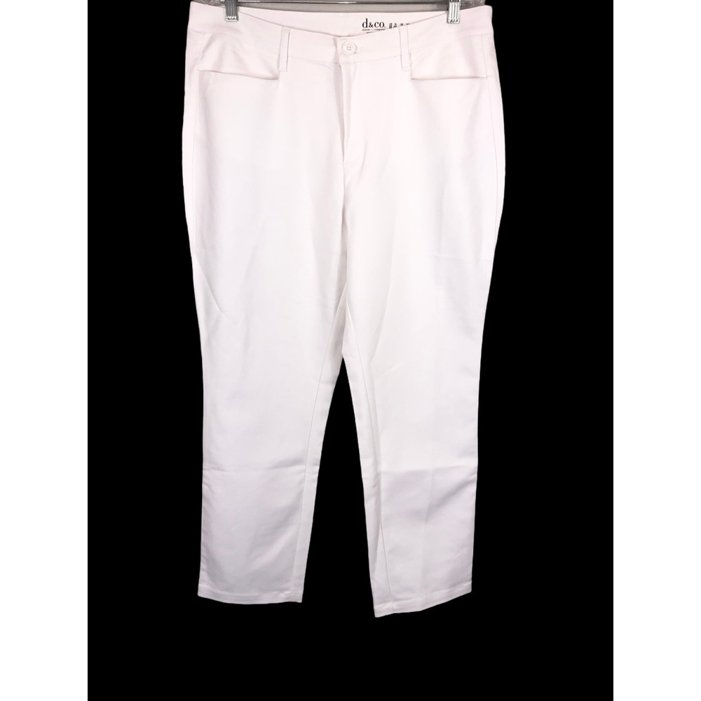 Denim & Co. Women's Regular Double Weave Straight Leg Ankle Pants White Size 12